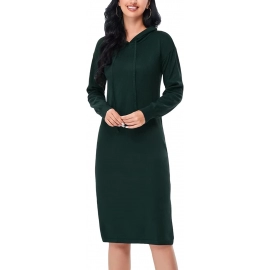 Women Long Sleeve Pullover Hoodie Dress Slim Hem Slit Casual Maxi Sweater Dress